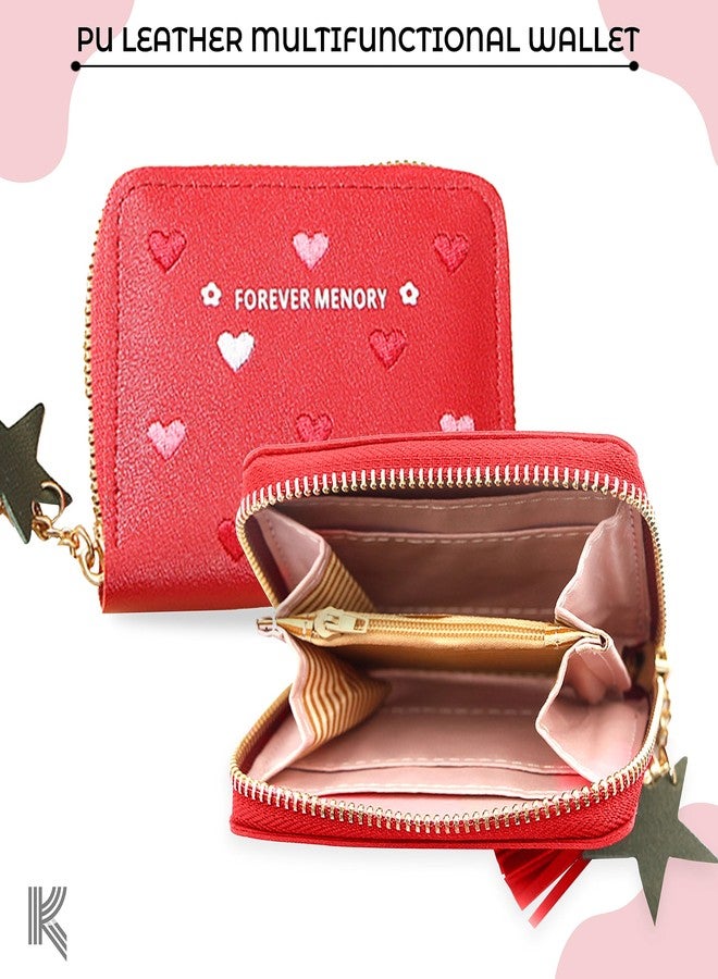 Kraptick Wallet for Women - Stylish and Compact Card Holder and Money Wallet, Money Organiser (Red) - Image 2